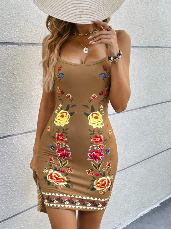 Marble Print Draped Collar Chiffon Cami Dress - Bella Baci Online