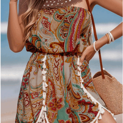 Cashew Print Bandeau Jumpsuit