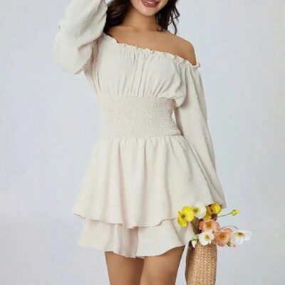 Puffed-Sleeve Jumpsuit