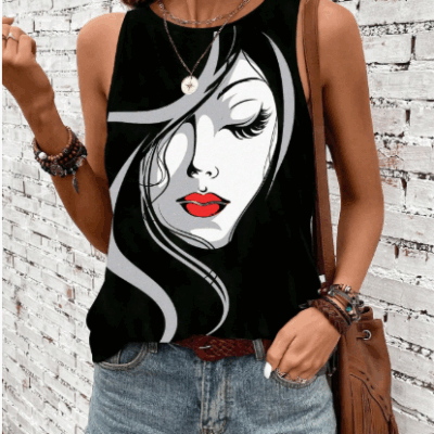 Abstract Face Print Top